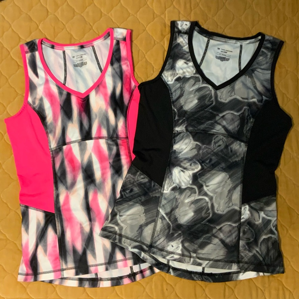 Tek Gear Pink and Gray Patterned Tank Tops